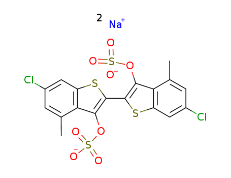 [2,2'-Bibenzo[b]thiophene]-3,3'-diol,6,6'-dichloro-4,4'-dimethyl-, 3,3'-bis(hydrogen sulfate), sodium salt (1:2)