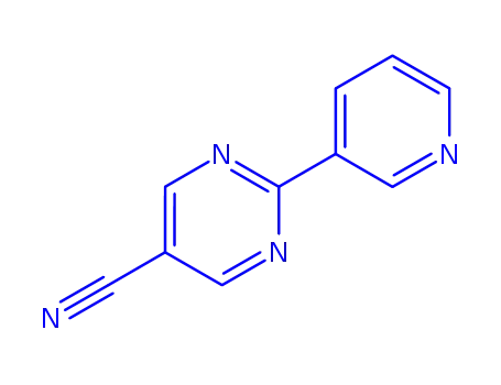 Molecular Structure of 101688-01-1 (2-(pyridin-3-yl)pyrimidine-5-carbonitrile)