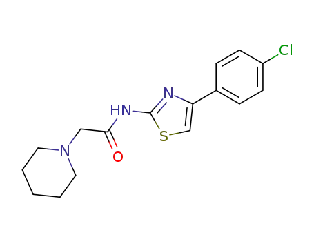 Molecular Structure of 101436-55-9 (N-[4-(4-CHLOROPHENYL)-1,3-THIAZOL-2-YL]-2-PIPERIDINOACETAMIDE)