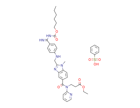 ethyl 3-[(2-{[4-(hexyloxycarbonylamino-imino-methyl)-phenylamino]-methyl}-1-methyl-1H-benzimidazole-5-carbonyl)-pyridin-2-yl-amino]-propionate besylate