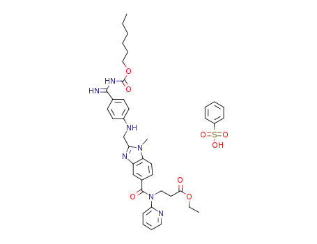 Molecular Structure of 1019206-65-5 (ethyl 3-[(2-{[4-(hexyloxycarbonylamino-imino-methyl)-phenylamino]-methyl}-1-methyl-1H-benzimidazole-5-carbonyl)-pyridin-2-yl-amino]-propionate besylate)
