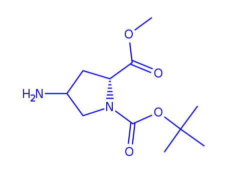 Molecular Structure of 1018667-18-9 (Methyl (2R,4R)-4-aminopyrrolidine-2-carboxylate, N1-BOC protected)