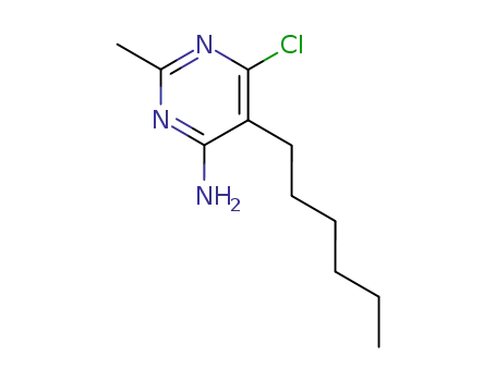 Molecular Structure of 102207-69-2 (6-chloro-5-hexyl-2-methyl-pyrimidin-4-amine)