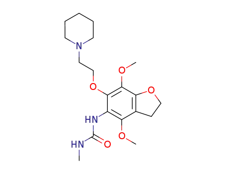 Molecular Structure of 102433-26-1 (1-[4,7-dimethoxy-6-(2-piperidin-1-ylethoxy)-2,3-dihydro-1-benzofuran-5-yl]-3-methylurea)