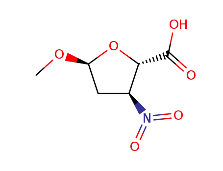 Molecular Structure of 102342-36-9 (alpha-D-erythro-Pentofuranosiduronicacid,methyl2,3-dideoxy-3-nitro-(9CI))