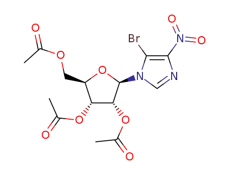 Molecular Structure of 10512-70-6 (5-bromo-4-nitro-1-(2,3,5-tri-O-acetylpentofuranosyl)-1H-imidazole)