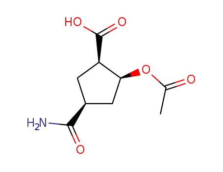 (+/-)-(1β,3β,4β)-4-acetoxy-4-carbamoylcyclopentanedicarboxylic acid