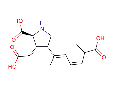 Molecular Structure of 127761-30-2 (3-(carboxymethyl)-4-[(1E,3E)-5-carboxy-1-methylhexa-1,3-dien-1-yl]proline)