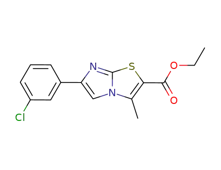 Molecular Structure of 1025814-94-1 (6-(3-CHLOROPHENYL)-3-METHYLIMIDAZO[2,1-B]THIAZOLE-2-CARBOXYLIC ACID ETHYL ESTER)