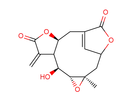 Molecular Structure of 10247-71-9 ((1aR,3R,7aS,10aS,11S,11aR)-2,3,7,7a,10,10a,11,11a-Octahydro-11-hydroxy-1a-methyl-10-methylene-5H-3,6-methenofuro[3,2-g]oxireno[d]oxacycloundecin-5,9(1aH)-dione)