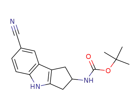 Molecular Structure of 1029691-17-5 (tert-butyl 7-cyano-1,2,3,4-tetrahydrocyclopenta[b]indol-2-ylcarbaMate)