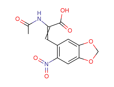 Molecular Structure of 1036-83-5 ((2E)-2-(acetylamino)-3-(6-nitro-1,3-benzodioxol-5-yl)prop-2-enoic acid)