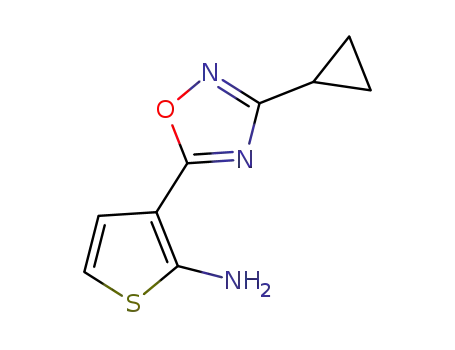 Molecular Structure of 1036491-78-7 (3-(3-cyclopropyl-[1,2,4]oxadiazol-5-yl)-thiophen-2-amine)