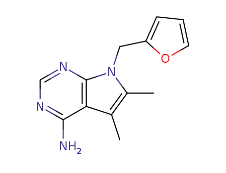 Molecular Structure of 103026-12-6 (7-(2-FURYLMETHYL)-5,6-DIMETHYL-7H-PYRROLO[2,3-D]PYRIMIDIN-4-AMINE)
