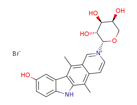 Molecular Structure of 103461-20-7 (6H-Pyrido[4,3-b]carbazolium,2-a-L-arabinopyranosyl-9-hydroxy-5,11-dimethyl-,bromide (1:1))