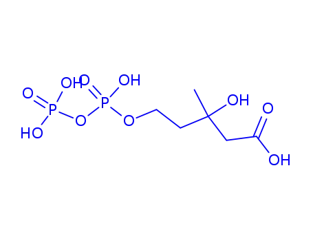 Molecular Structure of 1492-08-6 ((3R)-3-hydroxy-5-(hydroxy(phosphonooxy)phosphoryloxy)-3-methylpentanoic acid)