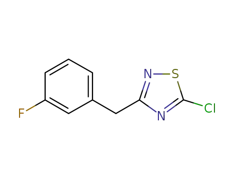 Molecular Structure of 1029718-68-0 (5-Chloro-3-[(3-fluorophenyl)methyl]-1,2,4-thiadiazole, 1-[(5-Chloro-1,2,4-thiadiazol-3-yl)methyl]-3-fluorobenzene)
