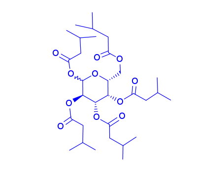 Molecular Structure of 103664-84-2 (1,2,3,4,6-pentakis-O-(3-methylbutanoyl)-beta-L-glucopyranose)