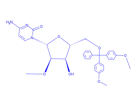 Molecular Structure of 103285-21-8 (4-aMino-1-((2R,3R,4R,5R)-5-((bis(4-Methoxyphenyl)(phenyl)Methoxy)Methyl)-4-hydroxy-3-Methoxytetrahydrofuran-2-yl)pyriMidin-2(1H)-one)