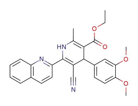Molecular Structure of 10354-39-9 (Ethyl 5-cyano-4-(3,4-dimethoxyphenyl)-2-methyl-6-(2-quinolyl)-1,4-dihy dro-3-pyridinecarboxylate)