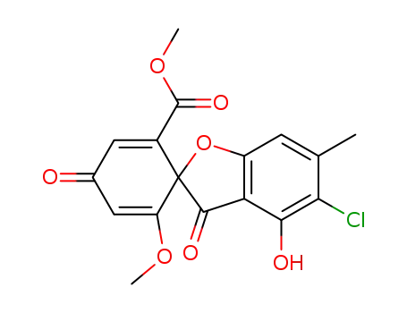 Molecular Structure of 103470-59-3 (5-Chloro-4-hydroxy-6'-methoxy-6-methyl-3,4'-dioxospiro[benzofuran-2(3H),1'-[2,5]cyclohexadiene]-2'-carboxylic acid methyl ester)