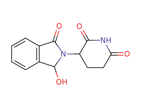 Molecular Structure of 58585-25-4 (3-(1-hydroxy-3-oxoisoindolin-2-yl)piperidine-2,6-dione)