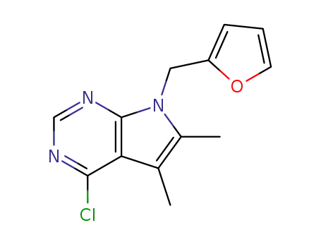 Molecular Structure of 103026-14-8 (4-CHLORO-7-(2-FURYLMETHYL)-5,6-DIMETHYL-7H-PYRROLO[2,3-D]PYRIMIDINE)