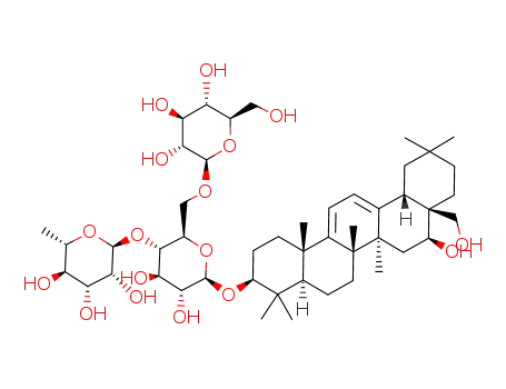 Molecular Structure of 103629-71-6 ([16β,28-Dihydroxy-9,11,12,13-tetradehydrooleanan-3β-yl]4-O-(6-deoxy-α-L-mannopyranosyl)-6-O-(β-D-glucopyranosyl)-β-D-glucopyranoside)