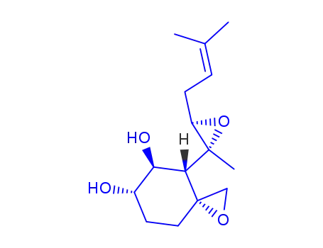 Molecular Structure of 103470-60-6 ((3R,4S,5S,6S)-4-[(2R,3R)-2-methyl-3-(3-methylbut-2-en-1-yl)oxiran-2-yl]-1-oxaspiro[2.5]octane-5,6-diol)