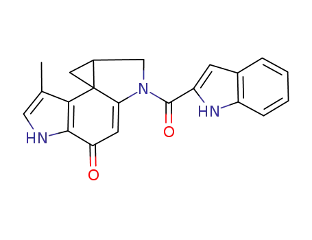 Molecular Structure of 104636-99-9 (2-(1H-indol-2-ylcarbonyl)-5-methyl-2,3,4,7-tetrahydrocyclopropa[c]pyrrolo[3,2-e]indol-8(1H)-one)