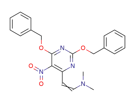 Molecular Structure of 222631-55-2 (Ethenamine, N,N-dimethyl-2-5-nitro-2,6-bis(phenylmethoxy)-4-pyrimidinyl-)