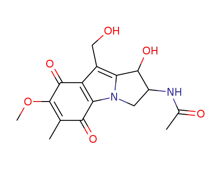 Molecular Structure of 30949-39-4 (N-[1-hydroxy-9-(hydroxymethyl)-7-methoxy-6-methyl-5,8-dioxo-2,3,5,8-tetrahydro-1H-pyrrolo[1,2-a]indol-2-yl]acetamide)