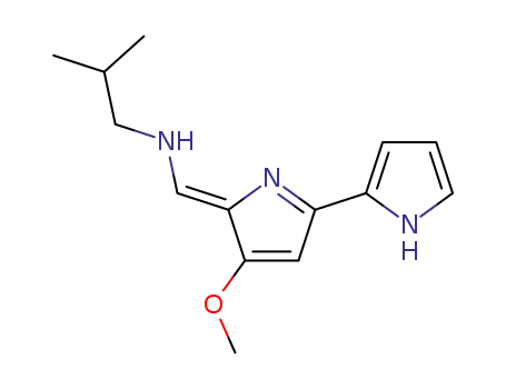Molecular Structure of 85850-02-8 (1-Propanamine,N-[(Z)-[3-methoxy-5-(1H-pyrrol-2-yl)-2H-pyrrol-2-ylidene]methyl]-2-methyl-)