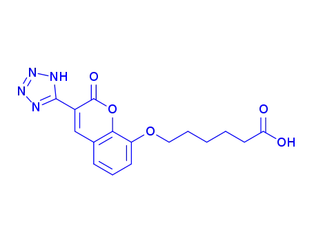 Molecular Structure of 103876-51-3 (6-{[2-oxo-3-(2H-tetrazol-5-yl)-2H-chromen-8-yl]oxy}hexanoic acid)