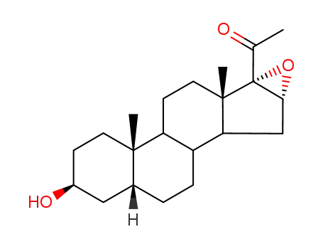 Molecular Structure of 1044-90-2 ((3beta,5beta,16alpha)-3-hydroxy-16,17-epoxypregnan-20-one)