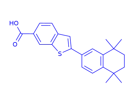 Molecular Structure of 104224-10-4 (2-(5,5,8,8-tetramethyl-5,6,7,8-tetrahydronaphthalen-2-yl)-1-benzothiophene-6-carboxylic acid)