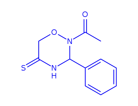Molecular Structure of 103899-99-6 (1-(3-phenyl-5-thioxo-1,2,4-oxadiazinan-2-yl)ethanone)