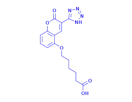 Molecular Structure of 103876-54-6 (Hexanoic acid, 6-((2-oxo-3-(1H-tetrazol-5-yl)-2H-1-benzopyran-5-yl)oxy )-)