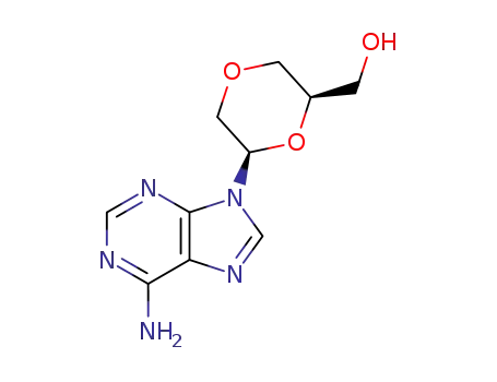 Molecular Structure of 104597-36-6 ([(2R,6R)-6-(6-amino-9H-purin-9-yl)-1,4-dioxan-2-yl]methanol)
