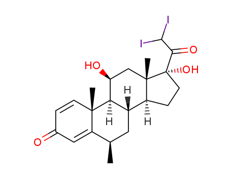 Pregna-1,4-diene-3,20-dione,11,17-dihydroxy-21,21-diiodo-6-methyl-, (6a,11b)- (9CI)