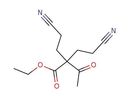 Molecular Structure of 1112-25-0 (ethyl 2,2-bis(2-cyanoethyl)-3-oxobutanoate)