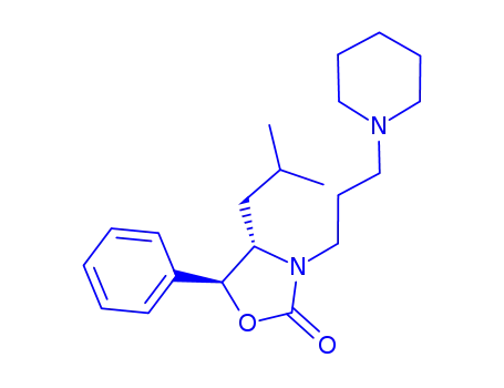 Molecular Structure of 104595-91-7 (2-Oxazolidinone,4-(2-methylpropyl)-5-phenyl-3-[3-(1-piperidinyl)propyl]-, (4S-trans)- (9CI))
