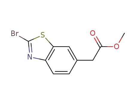 Molecular Structure of 1056557-90-4 ((2-BroMo-benzothiazol-6-yl)-acetic acid Methyl ester)