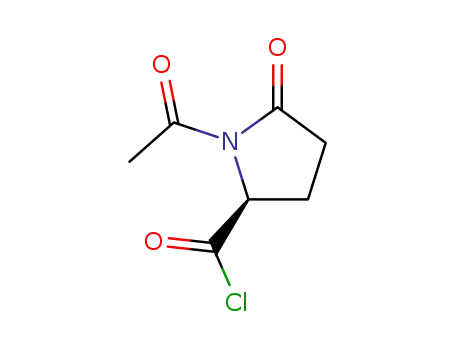 Molecular Structure of 105425-26-1 (2-Pyrrolidinecarbonylchloride,1-acetyl-5-oxo-,(S)-(9CI))