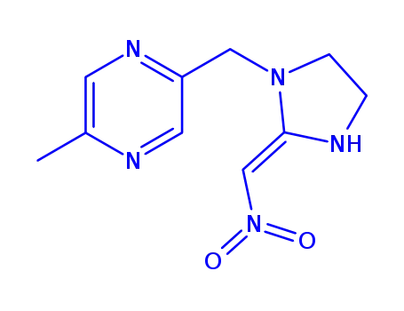 Molecular Structure of 105843-32-1 (2-methyl-5-{[(2Z)-2-(nitromethylidene)imidazolidin-1-yl]methyl}pyrazine)
