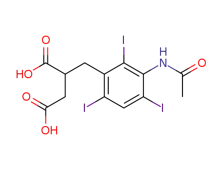 Molecular Structure of 10590-40-6 (2-[3-(acetylamino)-2,4,6-triiodobenzyl]butanedioic acid)