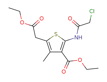 Molecular Structure of 105522-79-0 (ethyl 2-[(chloroacetyl)amino]-5-(2-ethoxy-2-oxoethyl)-4-methylthiophene-3-carboxylate)
