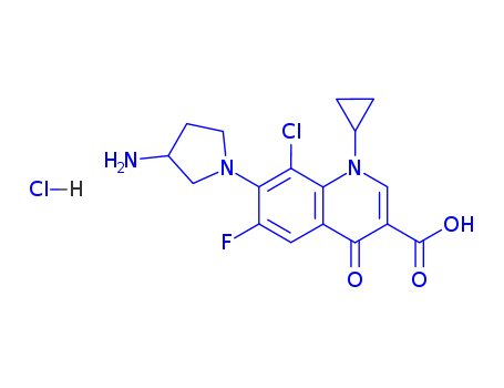 3-Quinolinecarboxylic acid, 7-(3-aMino-1-pyrrolidinyl)-8-chloro-1-cyclopropyl-6-fluoro-1,4-dihydro-4-oxo-, Monohydrochloride (9CI)