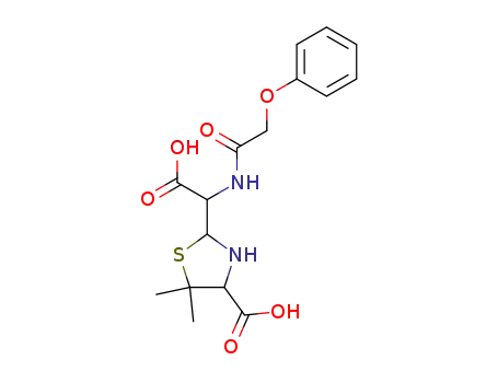Molecular Structure of 14324-02-8 (2-{carboxy[(phenoxyacetyl)amino]methyl}-5,5-dimethyl-1,3-thiazolidine-4-carboxylic acid)