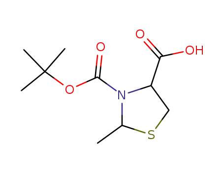 Molecular Structure of 1217546-87-6 (BOC-(4S,2RS)-2-METHYLTHIAZOLIDINE-4-CARBOXYLIC ACID)